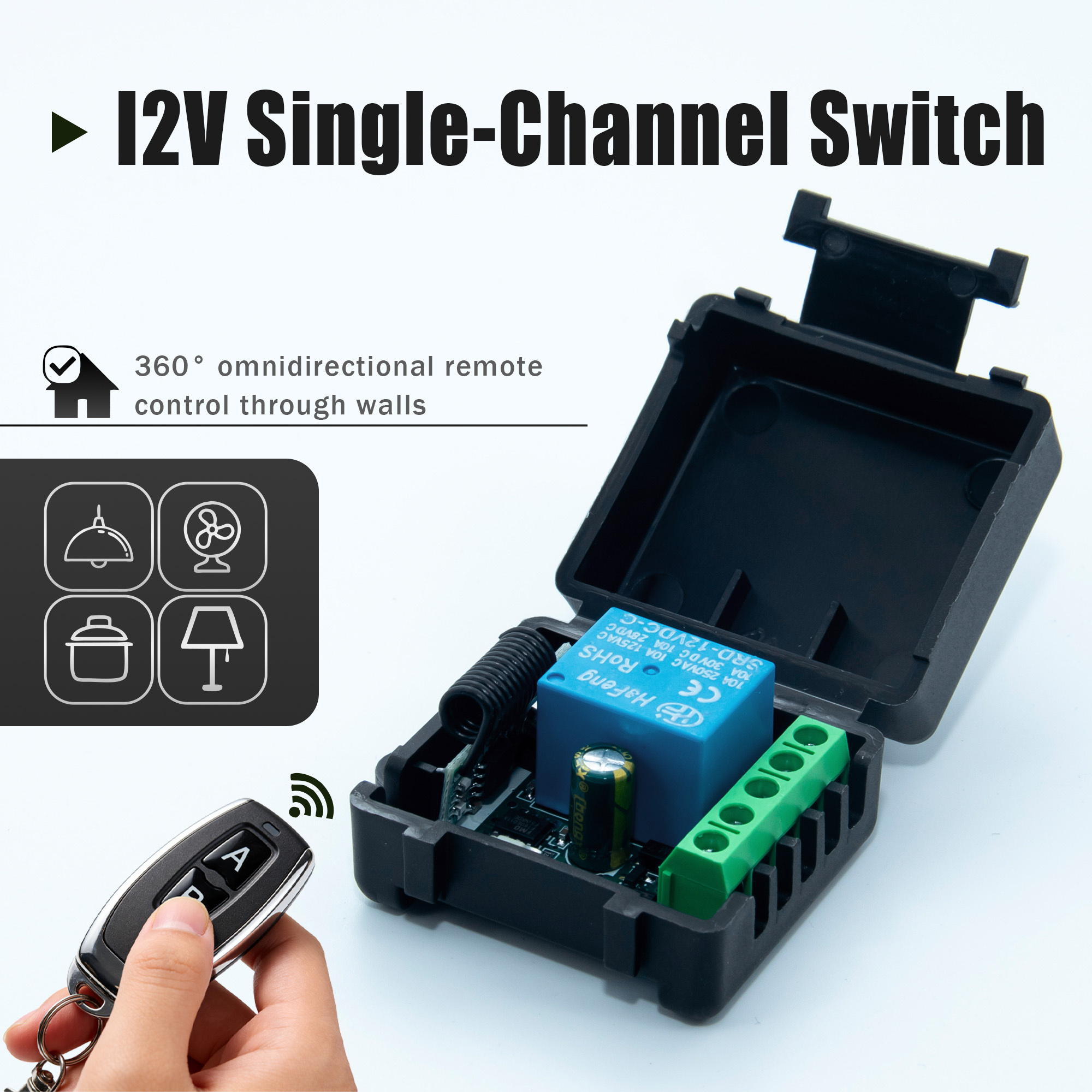433Mhz Receiver Module - DC 12V 433MHz สวิตช์ควบคุมระยะไกลไร้สาย 1CH RF