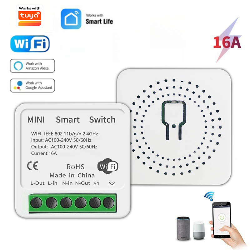 Smart Home Automation Diy - สวิตช์ไฟอัจฉริยะขนาดเล็กแบบ DIY ควบคุมสองทาง 16A ใช้งานร่วมกับ Tuya/Smart