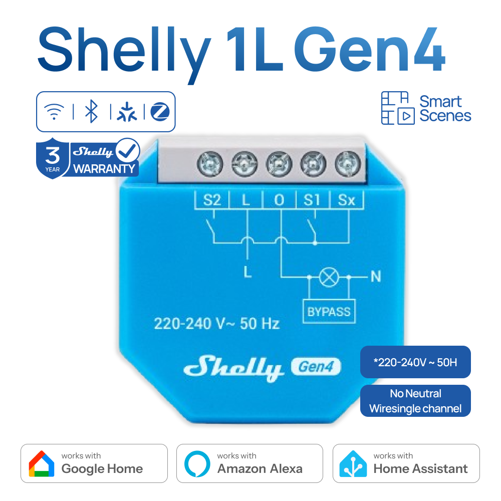 Shelly Relay Module - Shelly 1L Gen4 Zigbee สวิตช์อัจฉริยะ Matter