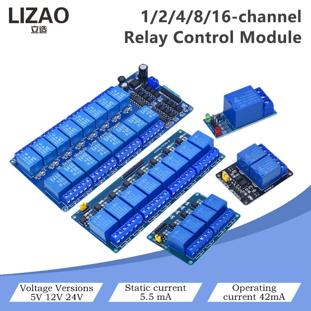 Home Automation With Arduino - โมดูลควบคุมรีเลย์ 5V/12V/24V 1/2/4/8/16 ช่องสัญญาณ, ทริกเกอร์ระดับต่ำแบบออปโต-ไอโซเลเตด สำหรับ
