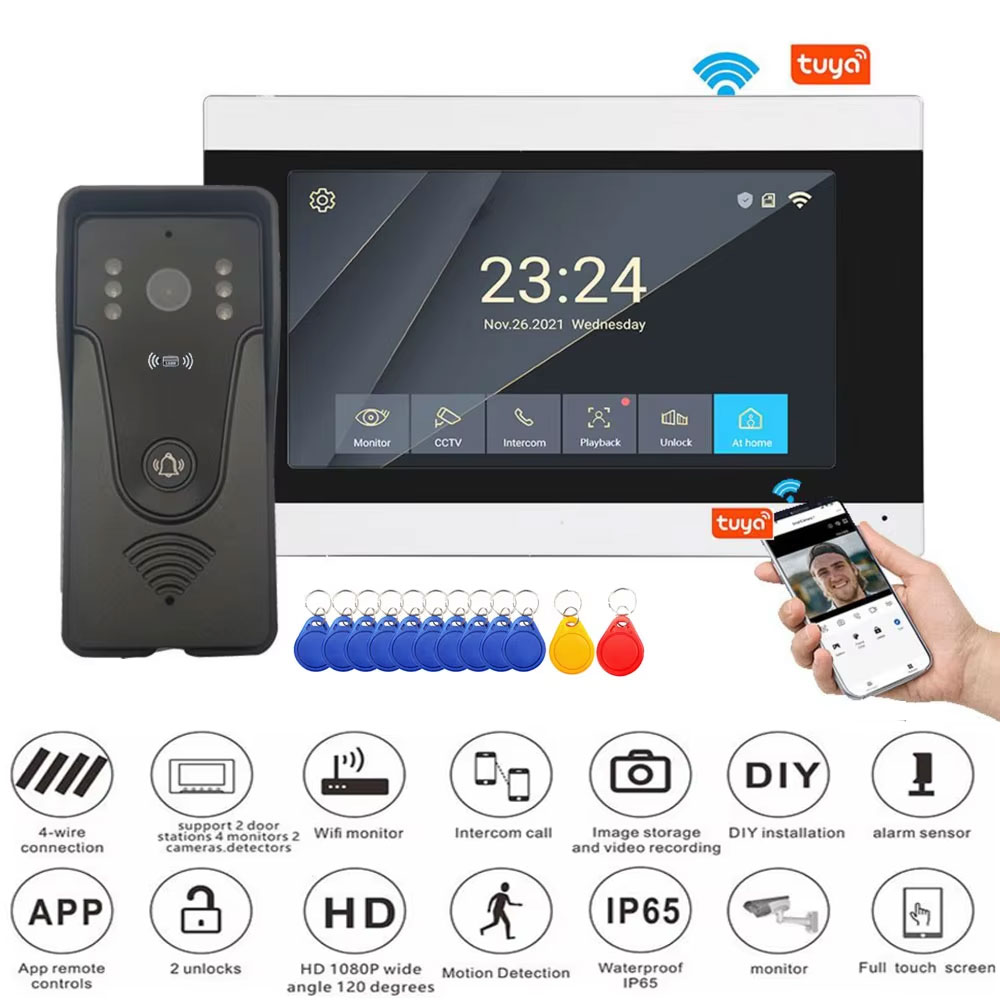 Smart Home Automation Diy - Tuya 1080P 7 นิ้วหน้าจอสัมผัสสีไร้สาย WiFi Video